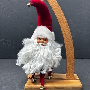 Vintage Rubber Face Santa Claus Head Ornament With Jingle Bells